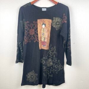 Vintage Staley Gretzinger Womens Top Sz M Tunic Asian Art To Wear Artsy Boho